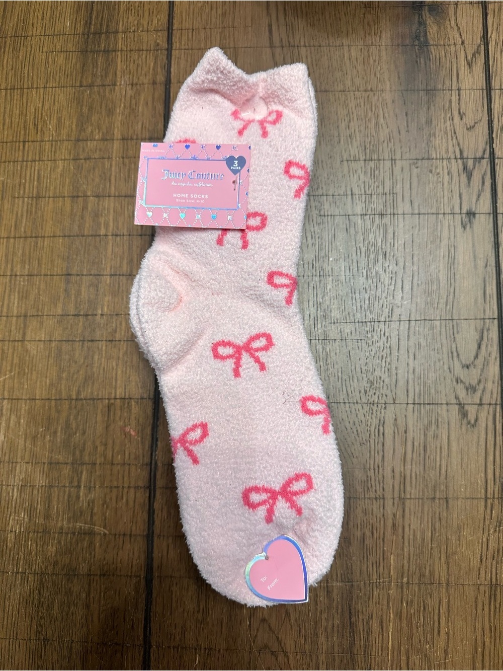 NWT Juicy Couture Coquette Pink Bow Soft Fuzzy Socks Set Women’s